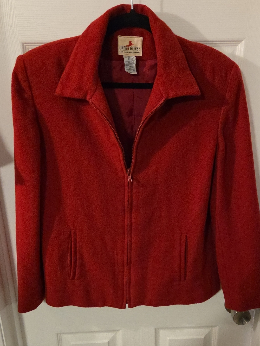 Liz Claiborne Red Zip-Front Wool Blend Jacket